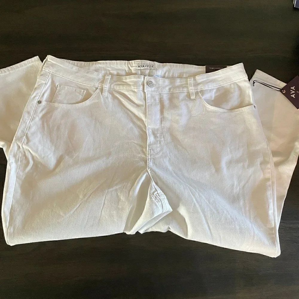 NWT Ava & Viv High Rise Skinny Jeans Stretch White Size 26W